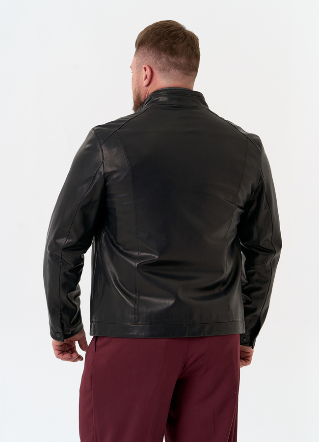 фото Мужская куртка из натуральной кожи черного цвета модель № 24366