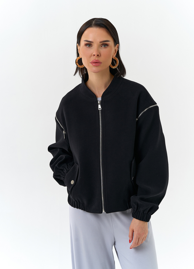 Женское короткое пальто бомбер модель № 32682 меха малина