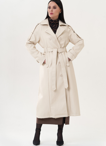 Удлиненный тренч из эко кожи