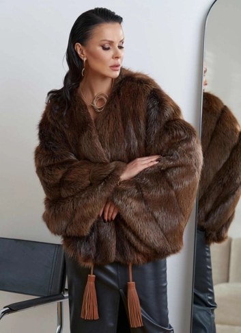 Шуба "болеро" из меха канадского бобра