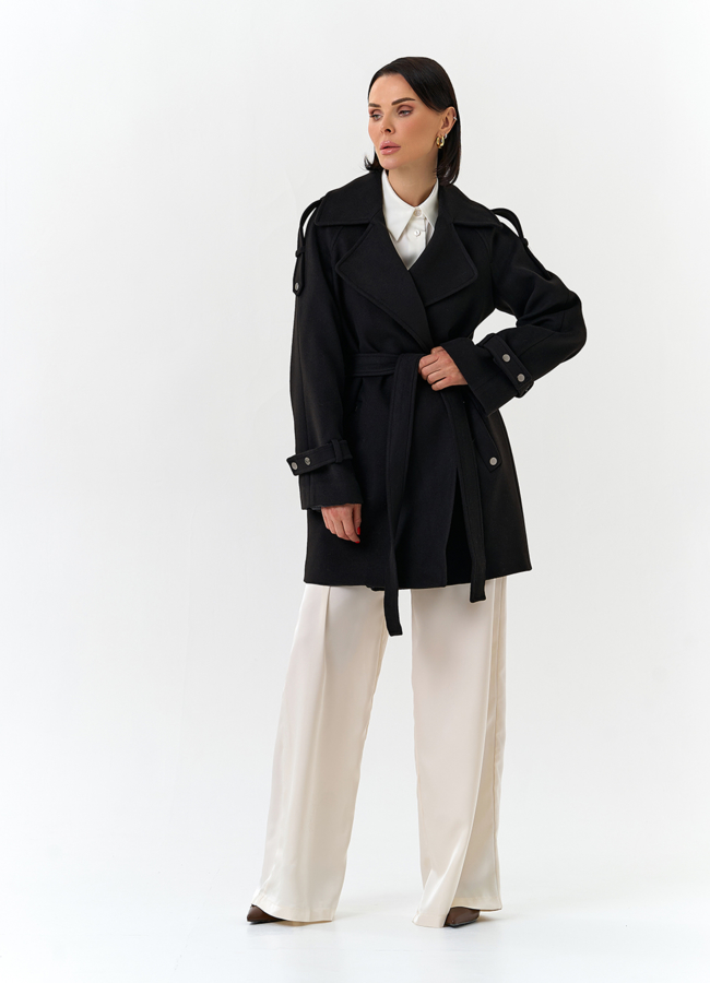 Женское укороченное пальто с английским воротником модель № 32641 универмаг малина