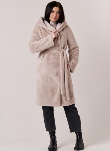 Двусторонняя шуба с капюшоном