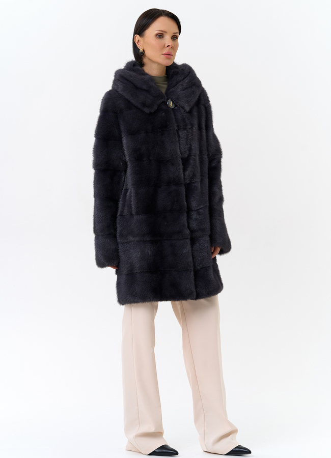 Норковая шуба трансформер с капюшоном модель № 24956 универмаг малина