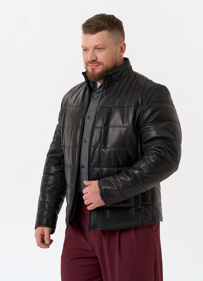 Мужская куртка из натуральной кожи с воротником стойкой модель № 32545 универмаг малина