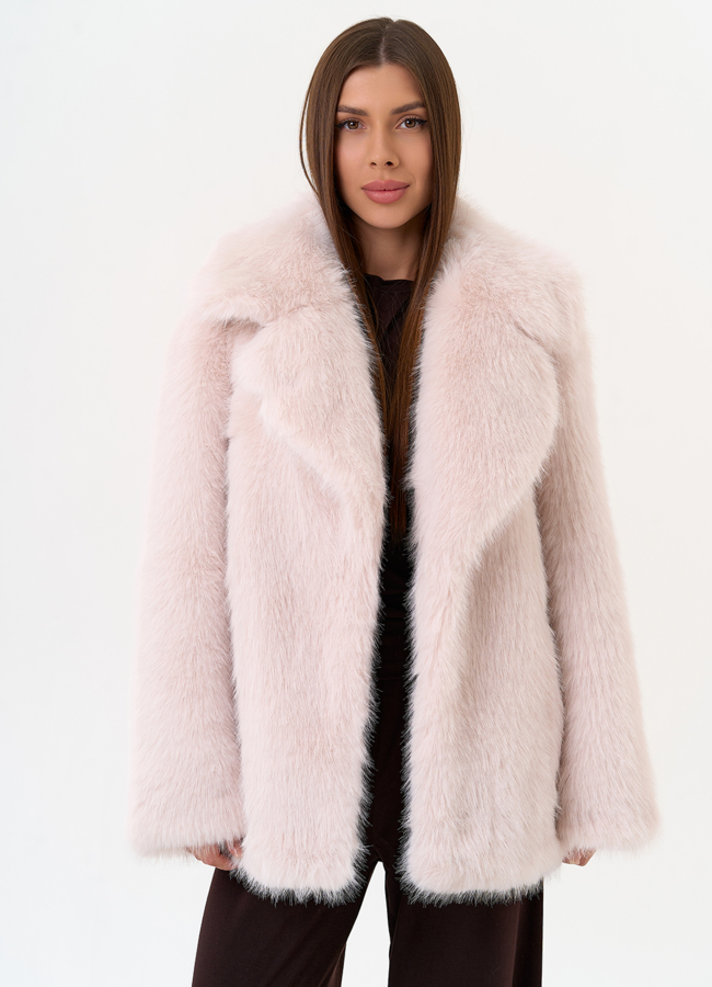 Женская шуба из эко меха с английским воротником  модель № 31261 универмаг малина