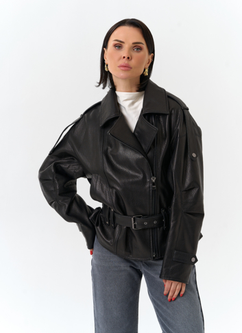 Женская куртка из натуральной кожи с поясом Женская куртка из натуральной кожи с поясом