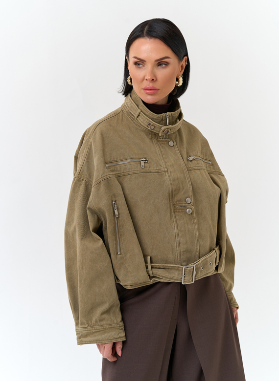 Женская короткая джинсовая куртка