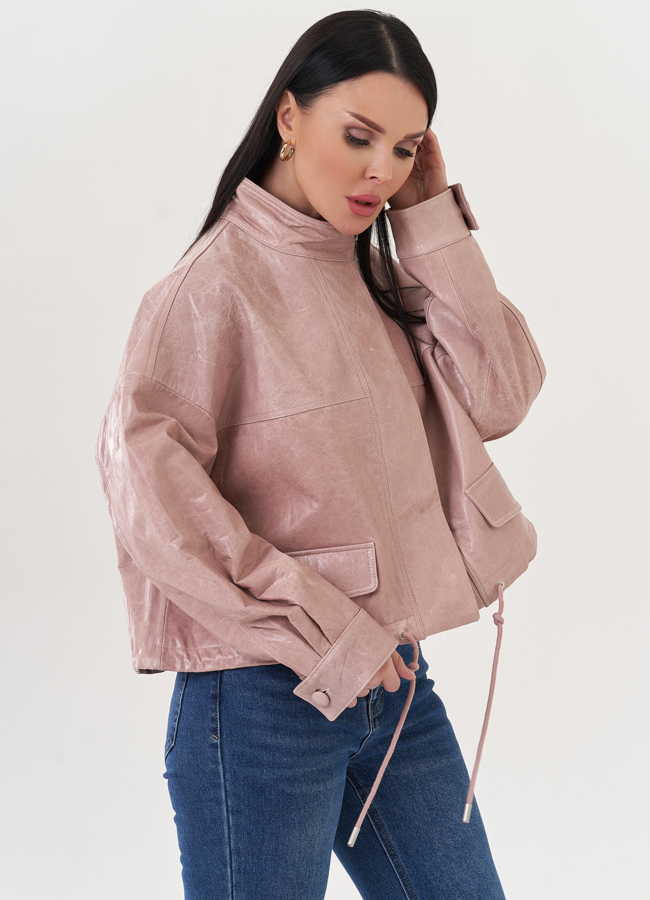 Куртка из натуральной кожи оверсайз модель № 26892 универмаг малина