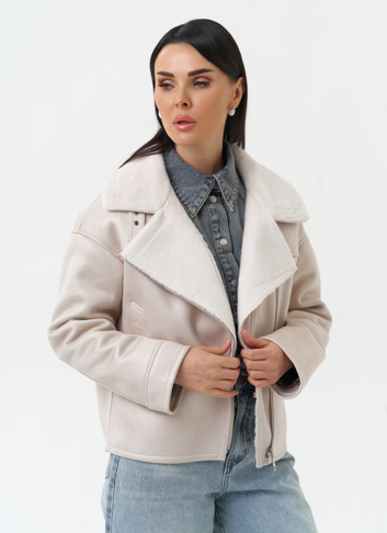 Короткая дубленка из эко замши