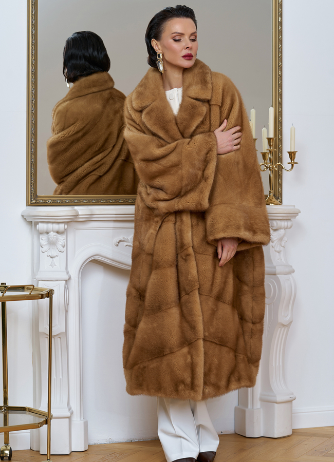 Женская шуба из меха норки с английским воротником модель № 31861 в кредит