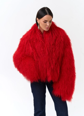 Красная шуба из ламы