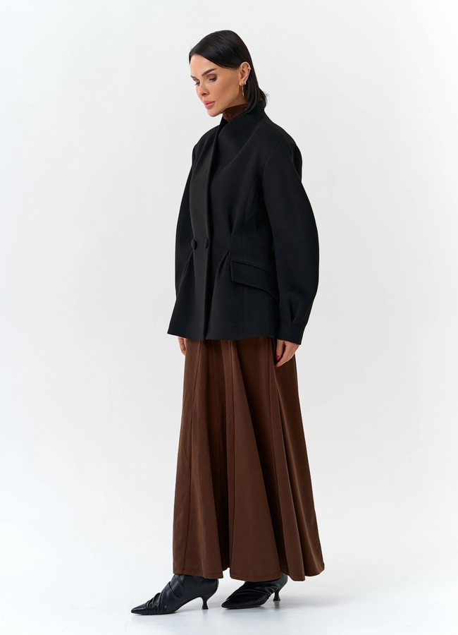 Женское укороченное пальто с акцентными рукавами модель № 32780 универмаг малина