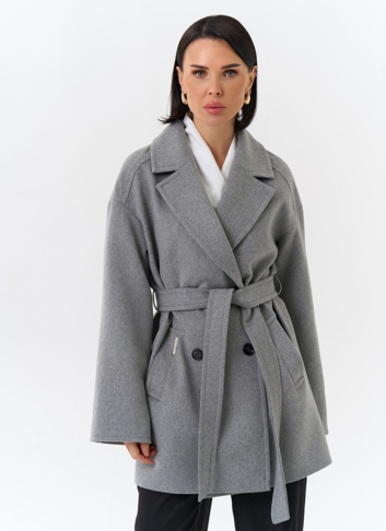 Женское укороченное пальто в сером цвете Женское укороченное пальто в сером цвете