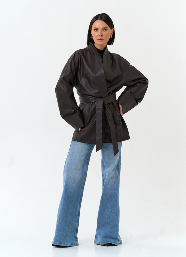 Женский жакет кимоно из натуральной кожи модель № 33116 в кредит