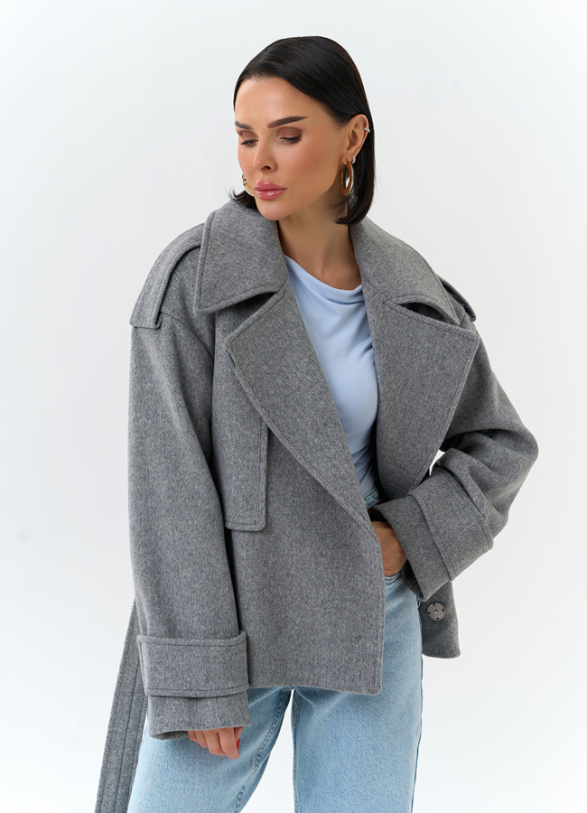 Женское укороченное пальто с английским воротником модель № 32651 универмаг малина