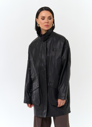 Женская удлиненная куртка из натуральной кожи