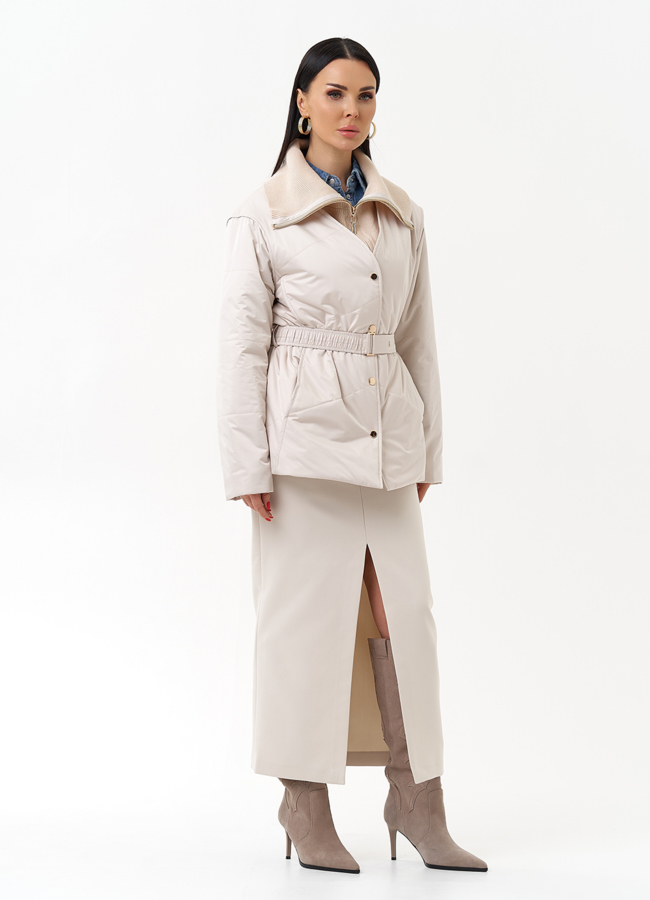 Женская утепленная куртка с поясом модель № 30053 универмаг малина