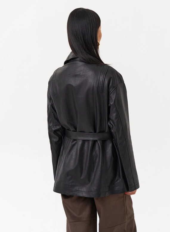 Куртка из натуральной кожи с поясом