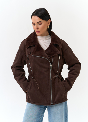 Женская дубленка из эко замши