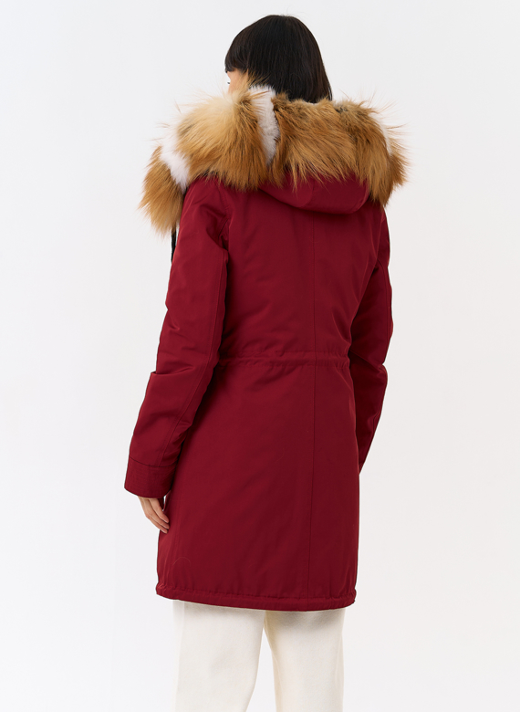 Женская парка с капюшоном из меха рыжей лисы