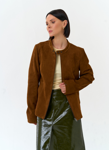 Женская куртка мото из натуральной замши