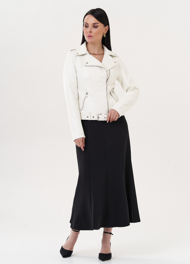 фото Куртка из эко кожи белого цвета модель № 26972