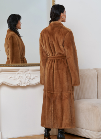 Женская длинная шуба из меха норки