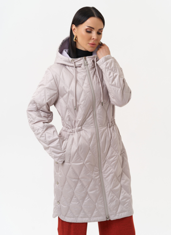 Женское утепленное полупальто с капюшоном