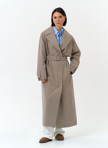 Женский длинный плащ с поясом