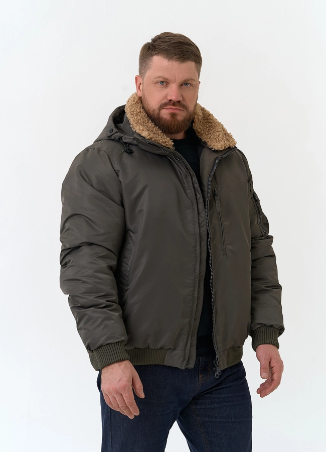 Мужская куртка бомбер с капюшоном модель № 34063 универмаг малина