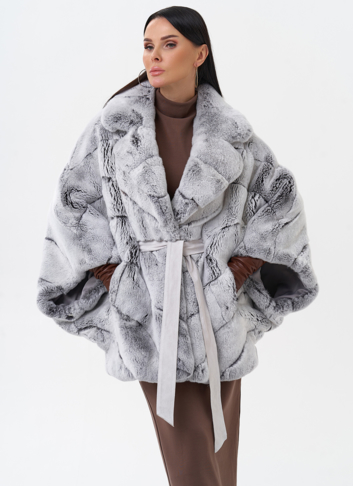 Шуба из меха кролика с английским воротником Шуба из меха кролика с английским воротником