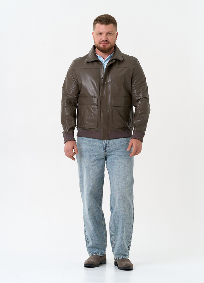 Мужская куртка бомбер из натуральной кожи модель № 32743 в кредит
