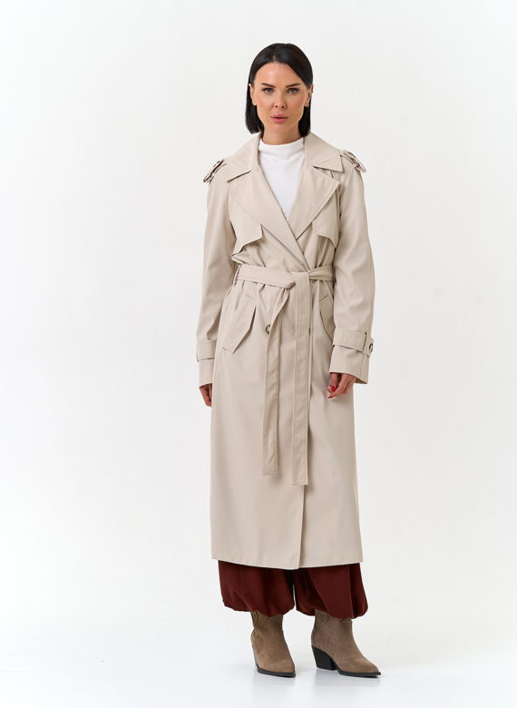 Женский плащ с поясом 