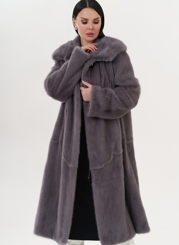 Шуба из норки с капюшоном