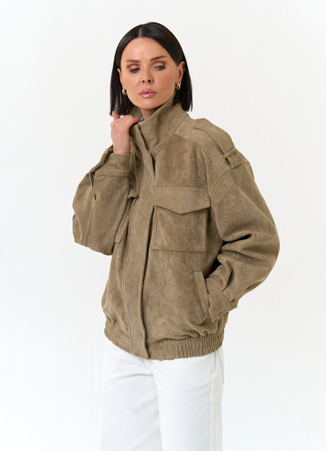 Женская куртка бомбер из эко замши модель № 33161 универмаг малина