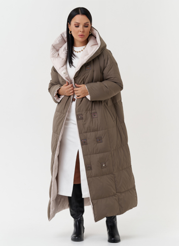 Двухсторонний пуховик с капюшоном