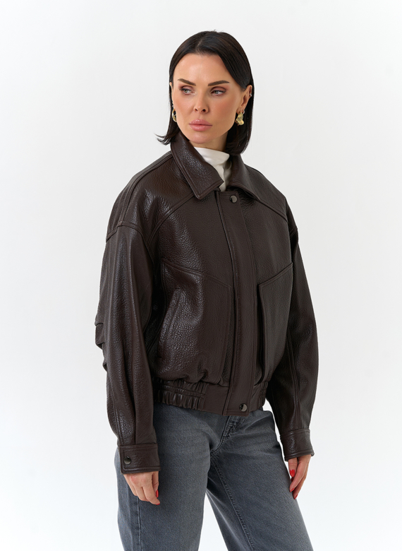 Женская куртка бомбер из натуральной кожи