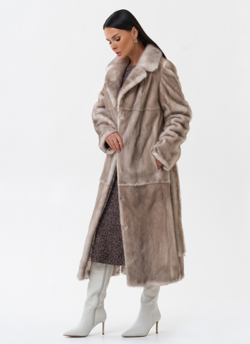 Длинная светлая норковая шуба