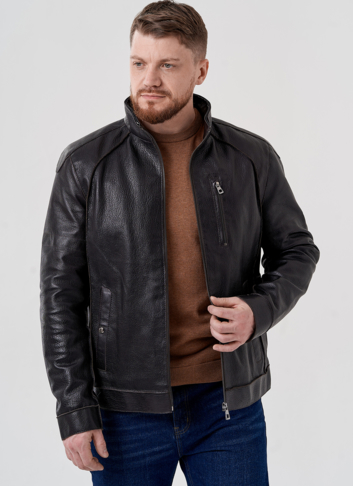 Мужская кожаная куртка с капюшоном