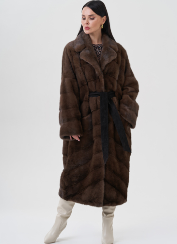 Норковая шуба с английским воротником 