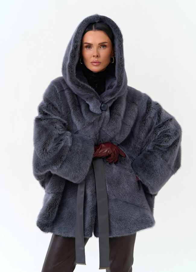 Женская норковая шуба с капюшоном модель № 33702 в кредит фото