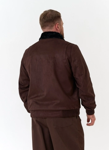 Мужская утепленная куртка из эко замши фото