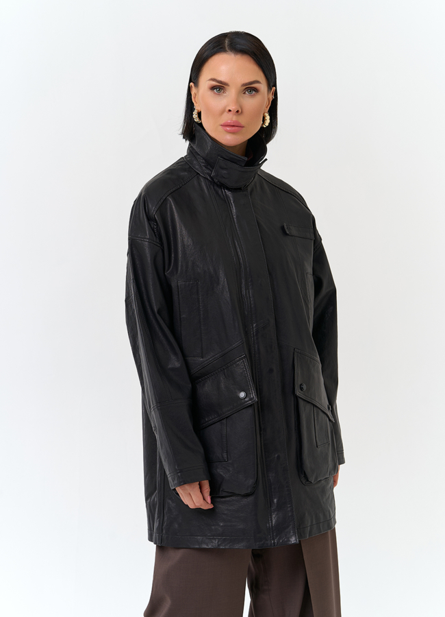 Женская удлиненная куртка из натуральной кожи модель № 32759 универмаг малина