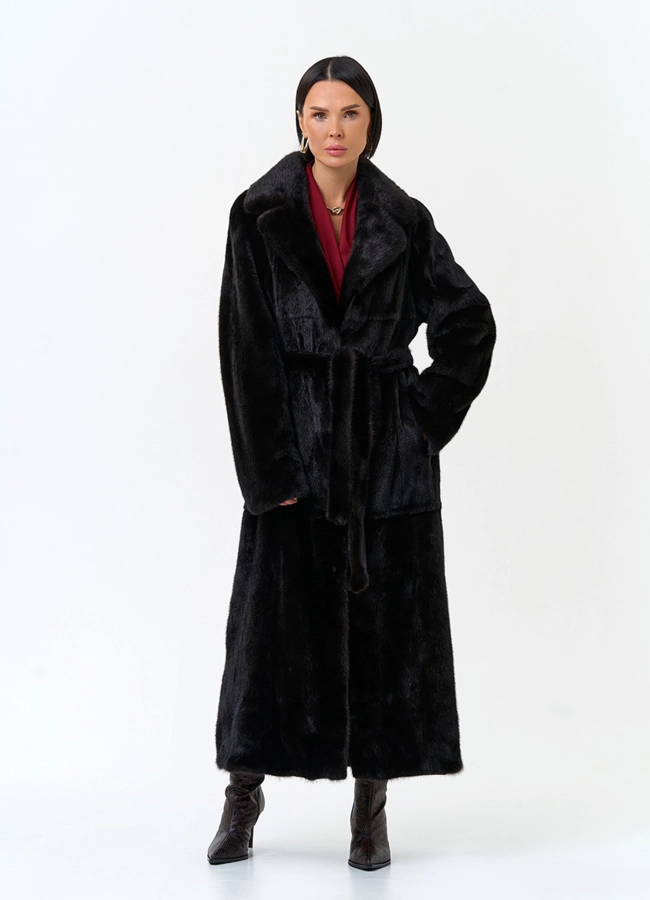 Женская шуба из меха норки с английским воротником модель № 33904 универмаг малина