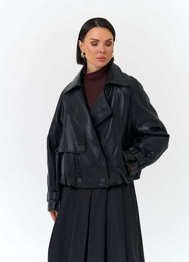 Женская утепленная куртка из эко кожи модель № 32842 универмаг малина