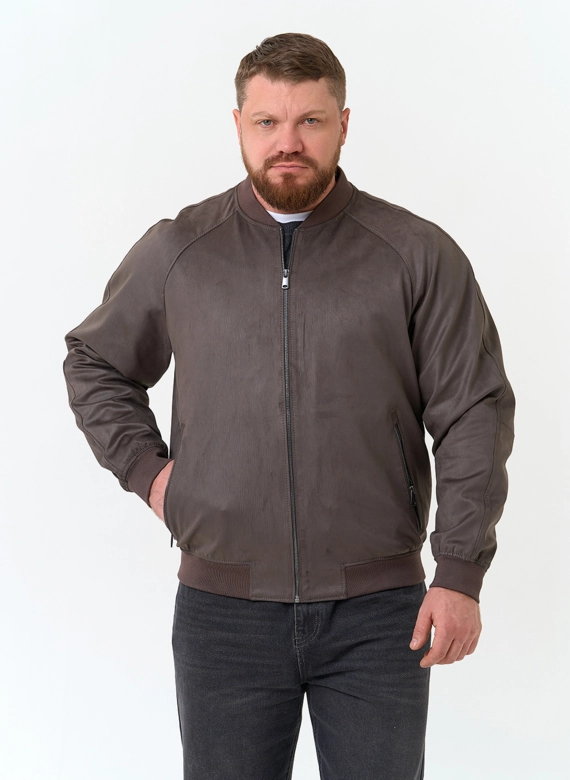 Мужская куртка бомбер из эко замши фото