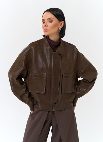 Женская куртка бомбер из натуральной кожи Женская куртка бомбер из натуральной кожи