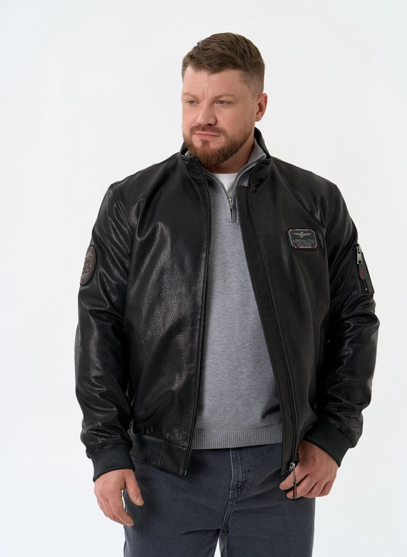 Мужская куртка бомбер из натуральной кожи