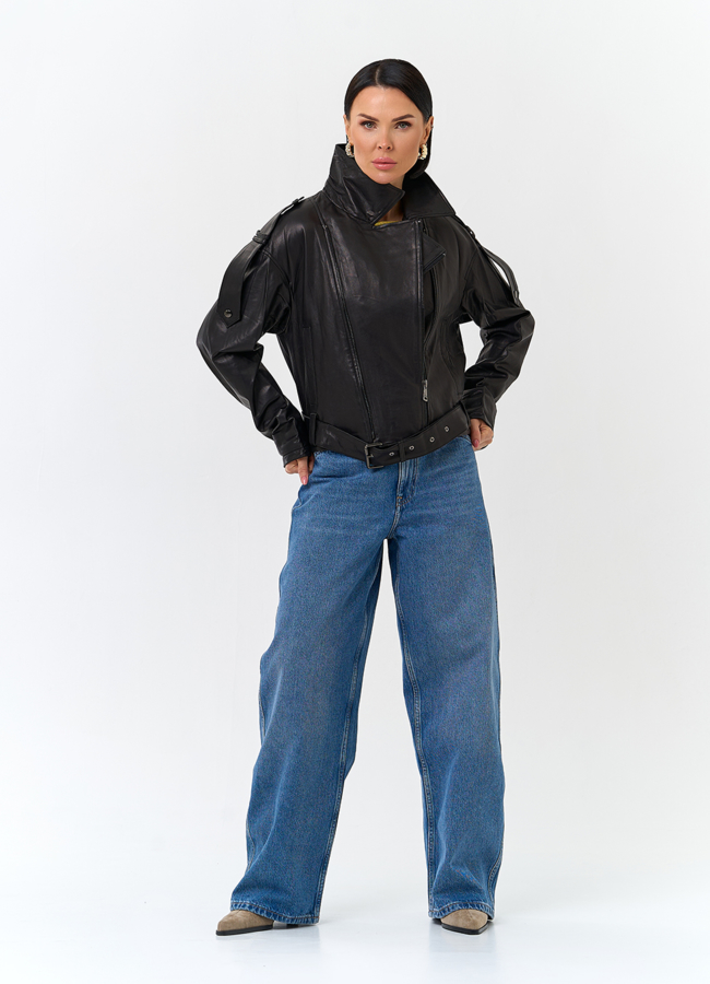 Женская куртка косуха из натуральной кожи модель № 26849 универмаг малина