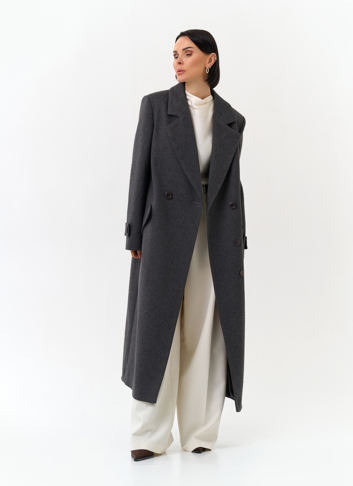 Женское длинное пальто с поясом